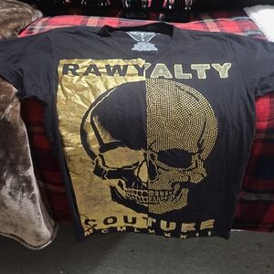 Black Label Black and Gold Skull Tee